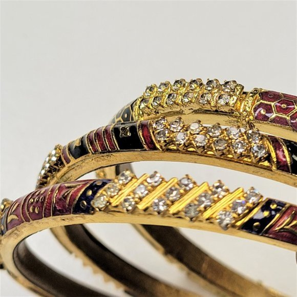 Bangles with Fashion Pearls and Crystal Rhinestones Set of 10. - Picture 5 of 13